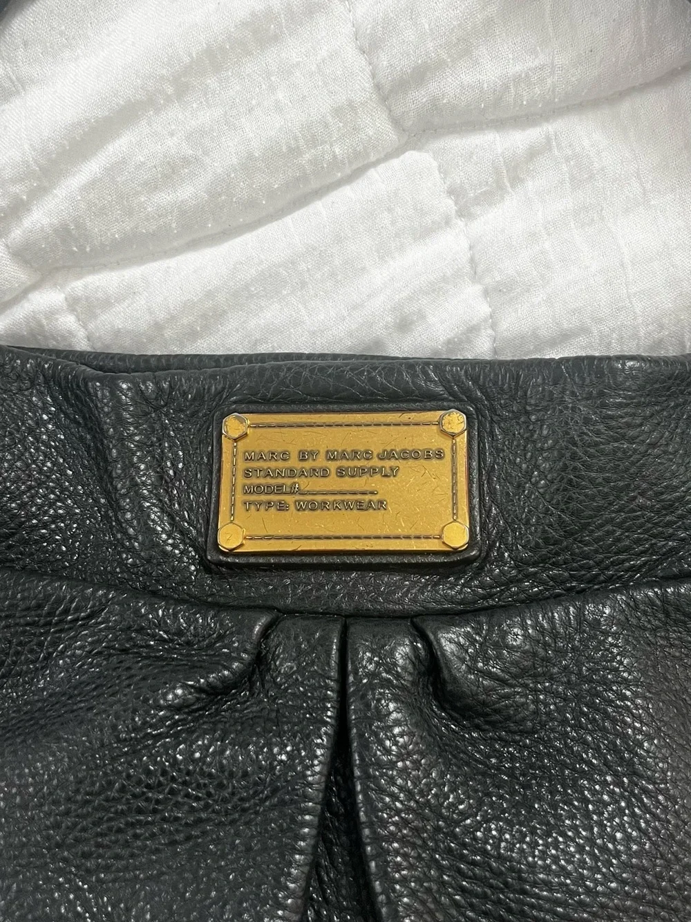 Marc by Marc Jacobs Black Pebbled Leather Hobo with Gold Hardware